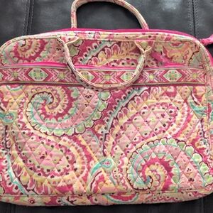 Quilted Paisley Laptop Tote in Pink and Mint